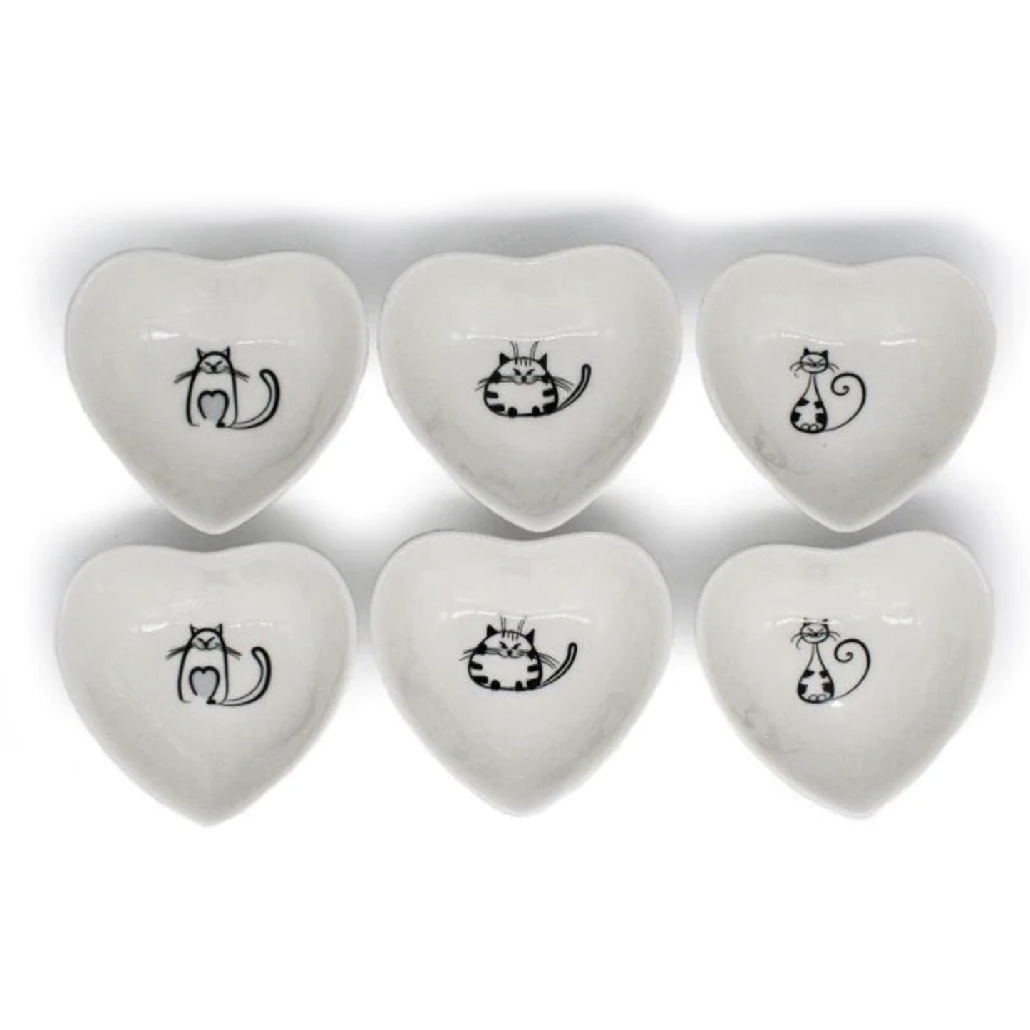 Heart Cat Trinket Dish Set of 6