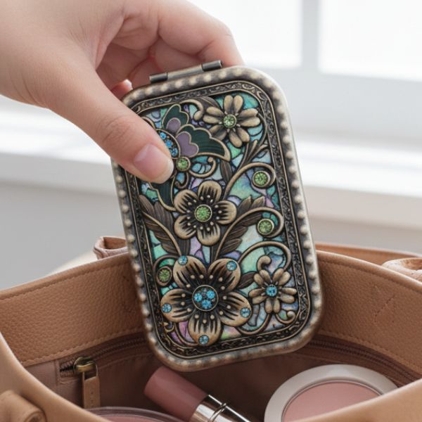 Floral Compact Mirror