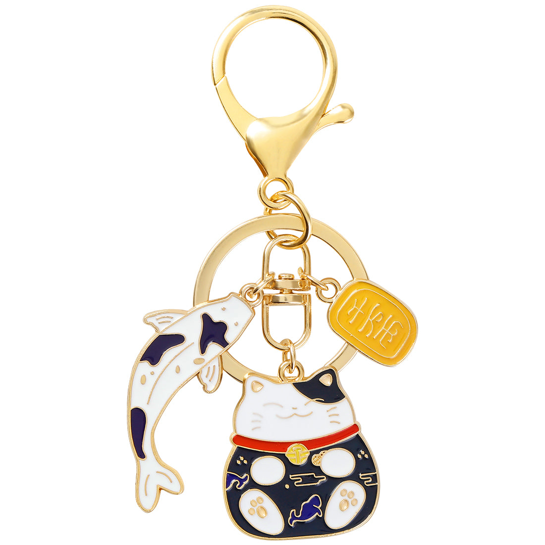 Lucky Cat Enamel Key Chain - Blue