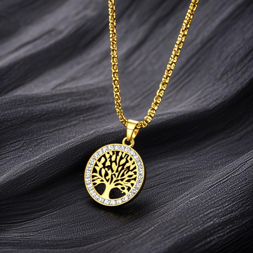 Gold Stainless Steel Tree of Life Necklace