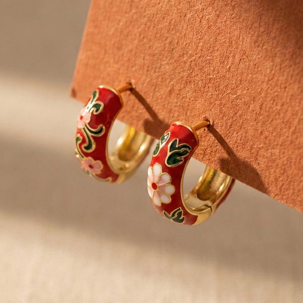 Cloisonne Earrings – Red