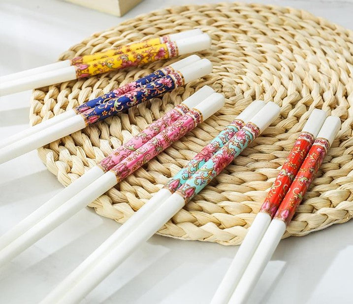 Floral Chopsticks - Set of 5 - Bone China