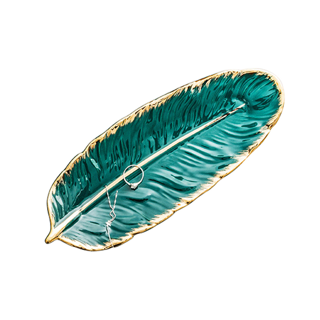 Small Feather Trinket Dish- Green