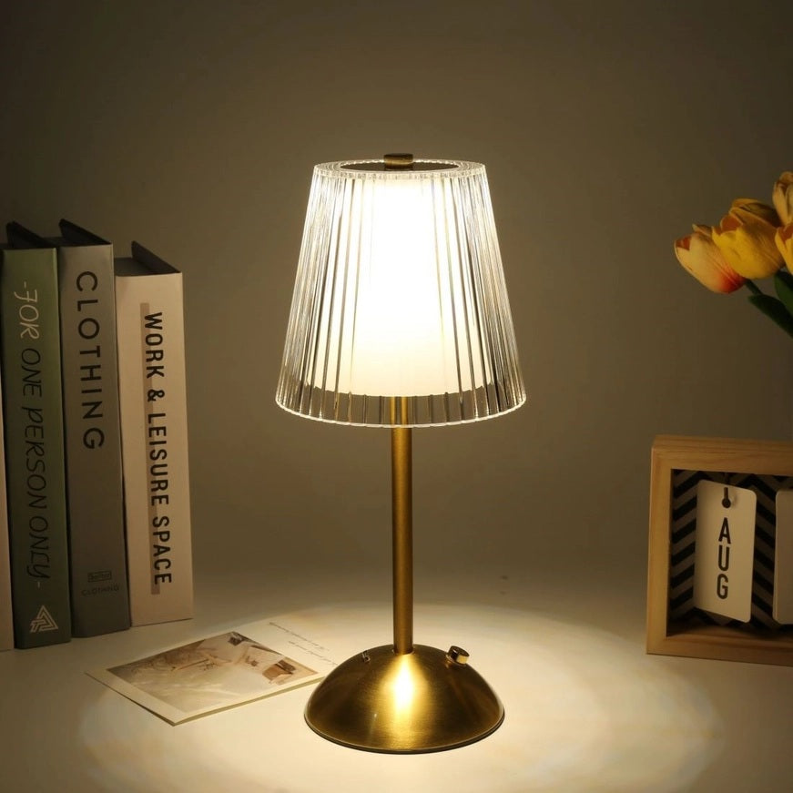 Faux Glass LED Table Lamp - Big Stripes