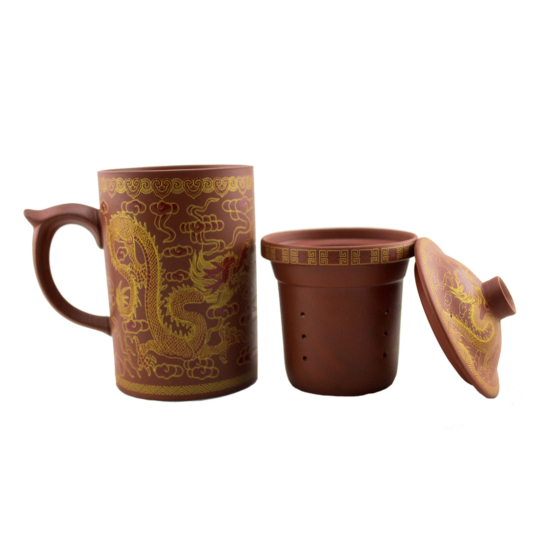 Dragon Print Yi Xing Clay Mug With Strainer - Original Source