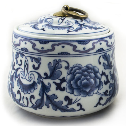 Whimsical Floral Blue & White Tea Canister - Original Source
