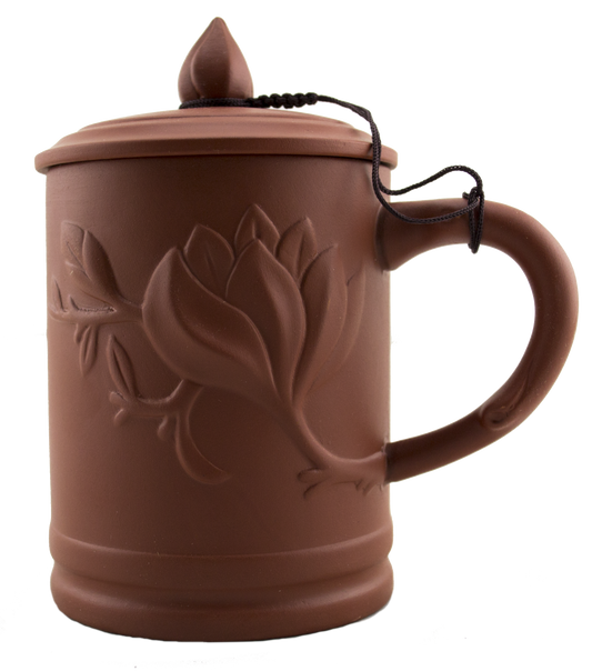Yi Xing Clay Mug - Embossed Floral - Coffee Brown - Original Source