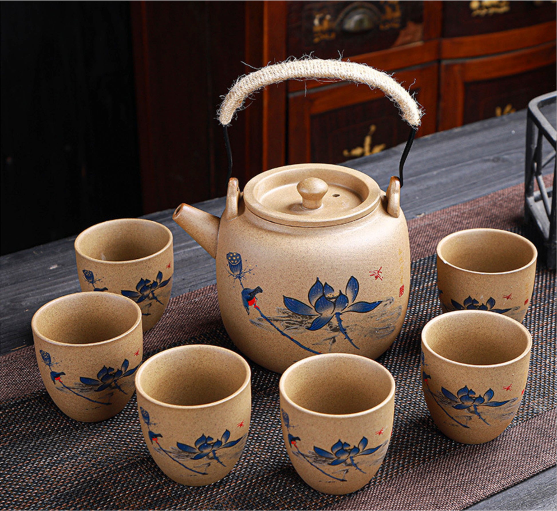 Blue Lotus Ceramic Tea Set - Original Source