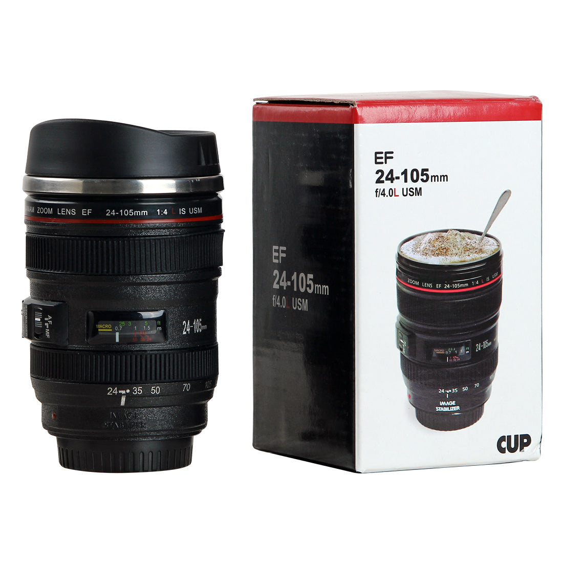 Camera Lens Mug with Stainless Steel Liner (Black) - Original Source