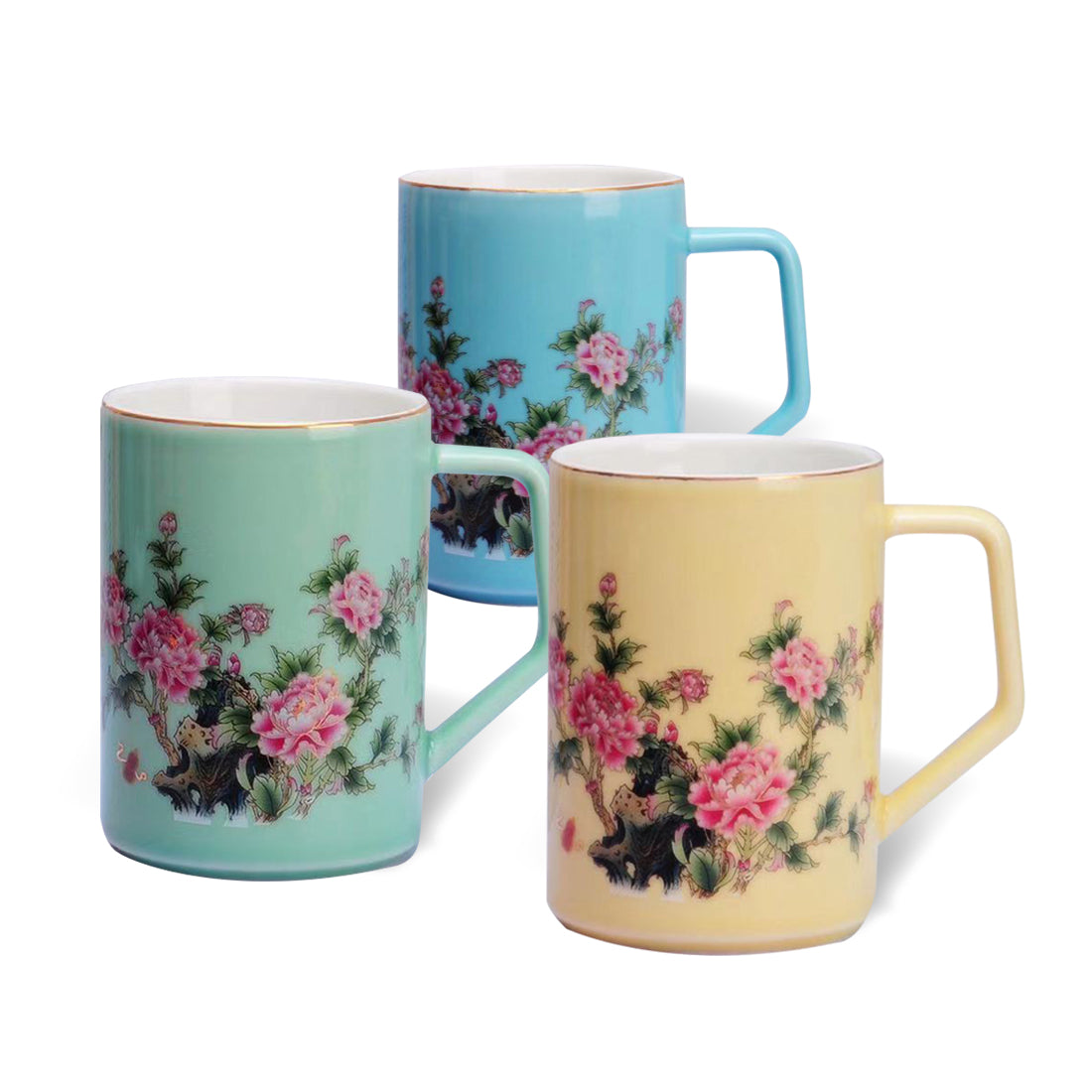 Peony Floral Bone China Mug (Blue) - Original Source