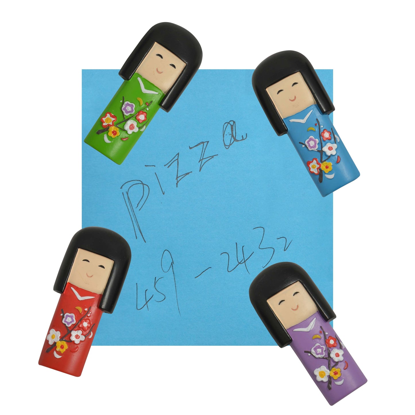 Japanese Kokeshi Doll Resin Magnets - Set of 4 - Original Source