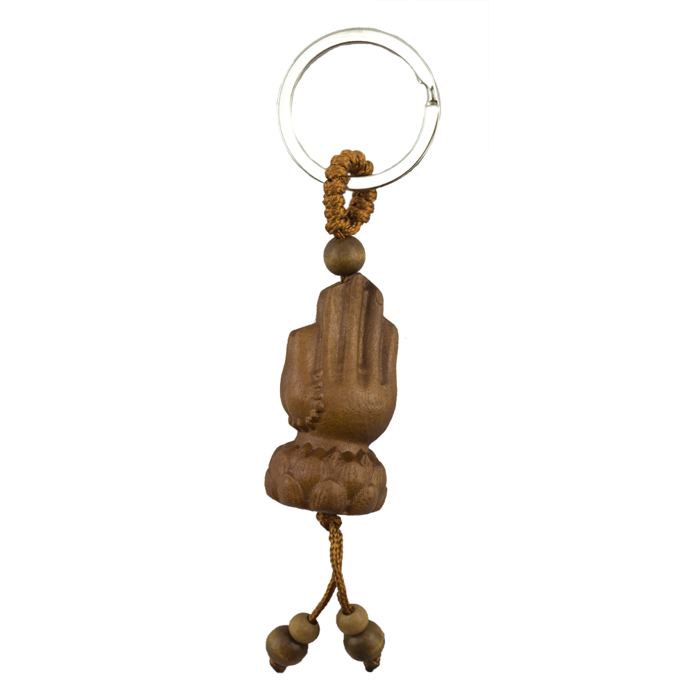 Key Chain - Carved Wood - Meditation Hands - Original Source