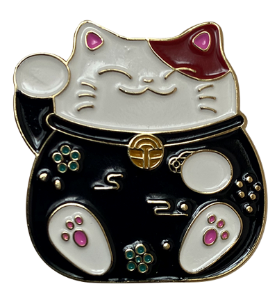 Lucky Cat Enamel Pin - Black
