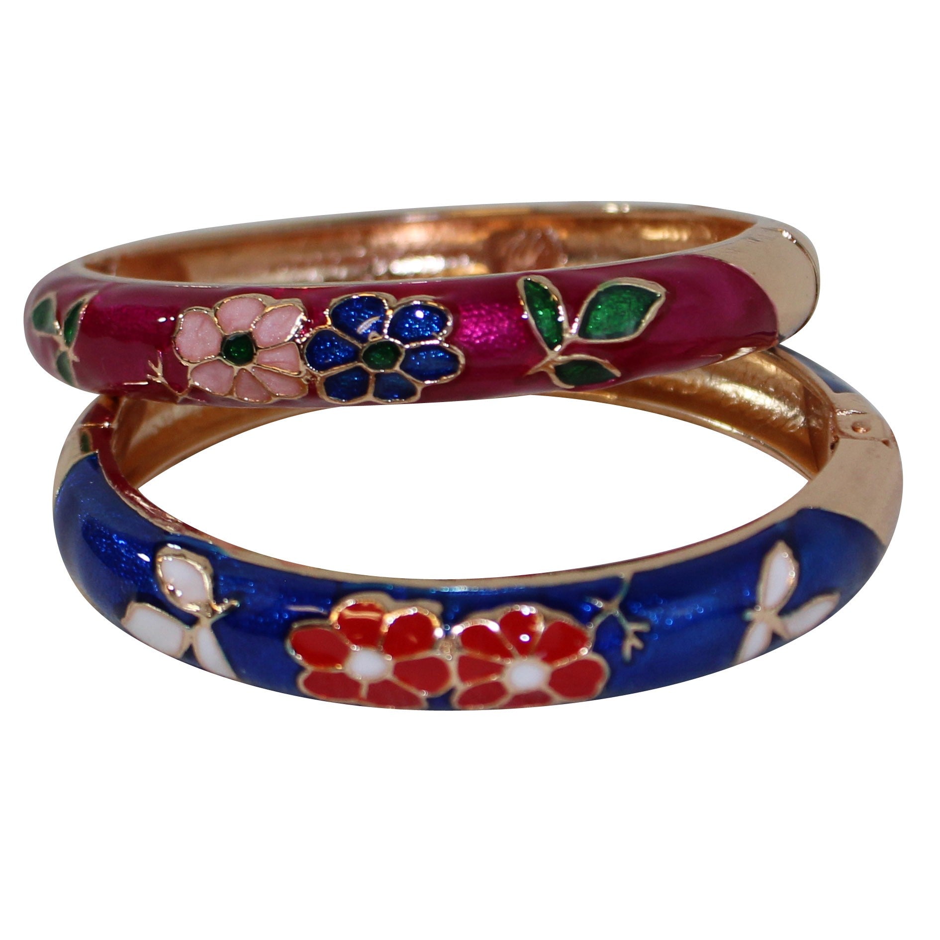 Enamel Bangles - Set of 2 - Magenta & Blue - Original Source