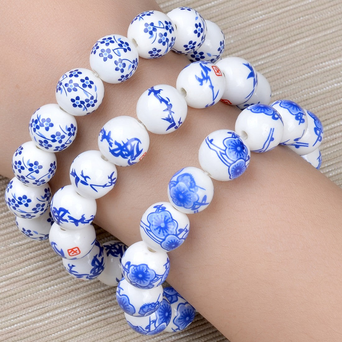 Ceramic Bead Bracelet - Small Flowers - Original Source