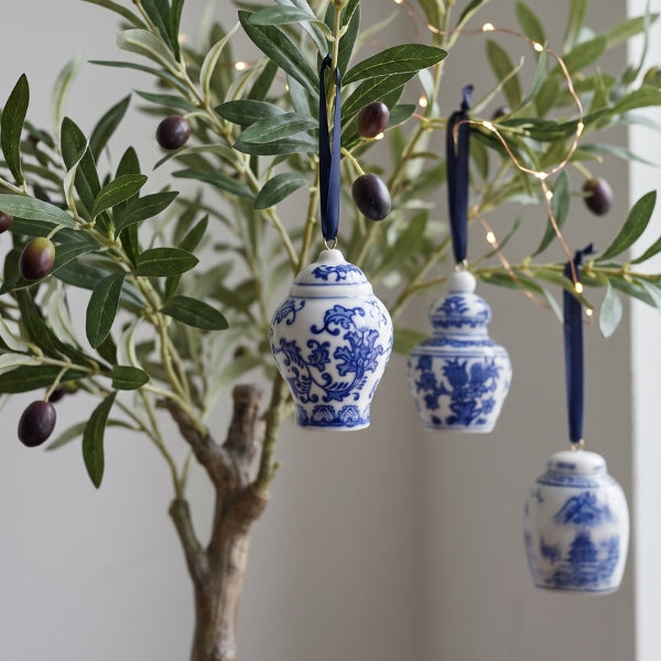 Porcelain Hand Painted Ornaments - Set of 4