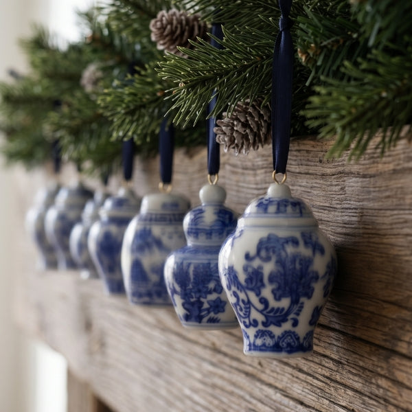 Porcelain Hand Painted Ornaments - Set of 4