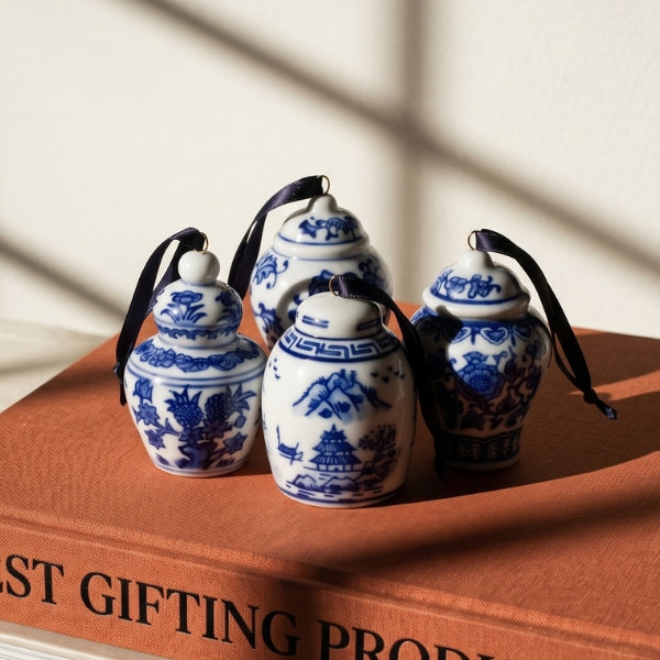 Porcelain Hand Painted Ornaments - Set of 4