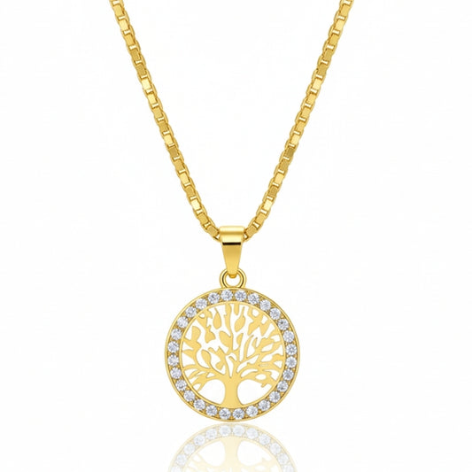 Gold Stainless Steel Tree of Life Necklace
