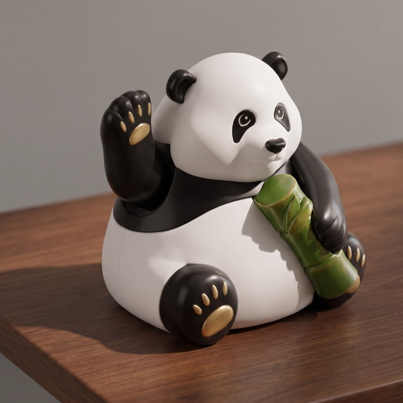 solar panda, waving panda figurine, solar powered toy, desk decor, panda gift, eco-friendly gift, Asian novelty decor, solar waving figure