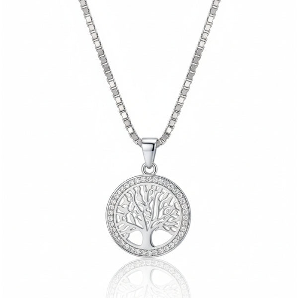 Silver Stainless Steel Tree of Life Necklace