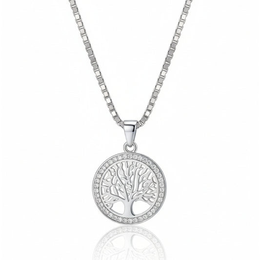 Silver Stainless Steel Tree of Life Necklace
