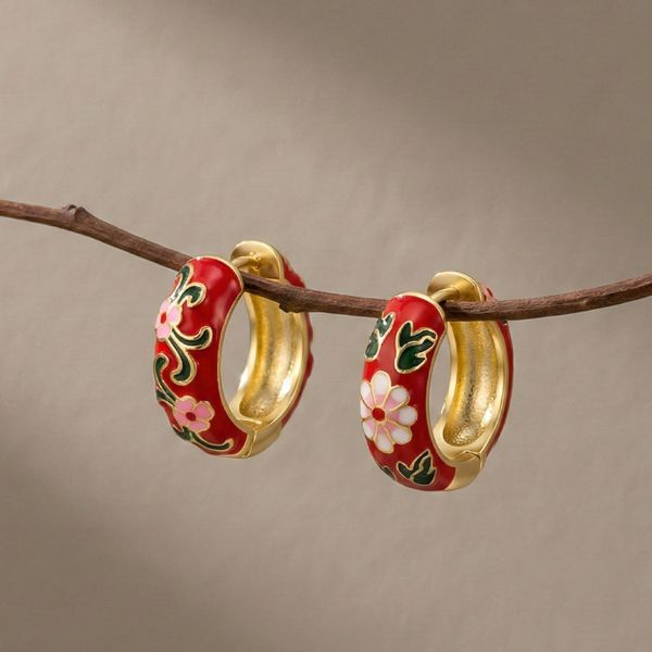 Cloisonne Earrings – Red