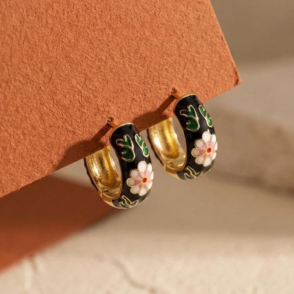 Cloisonne Earrings - Black