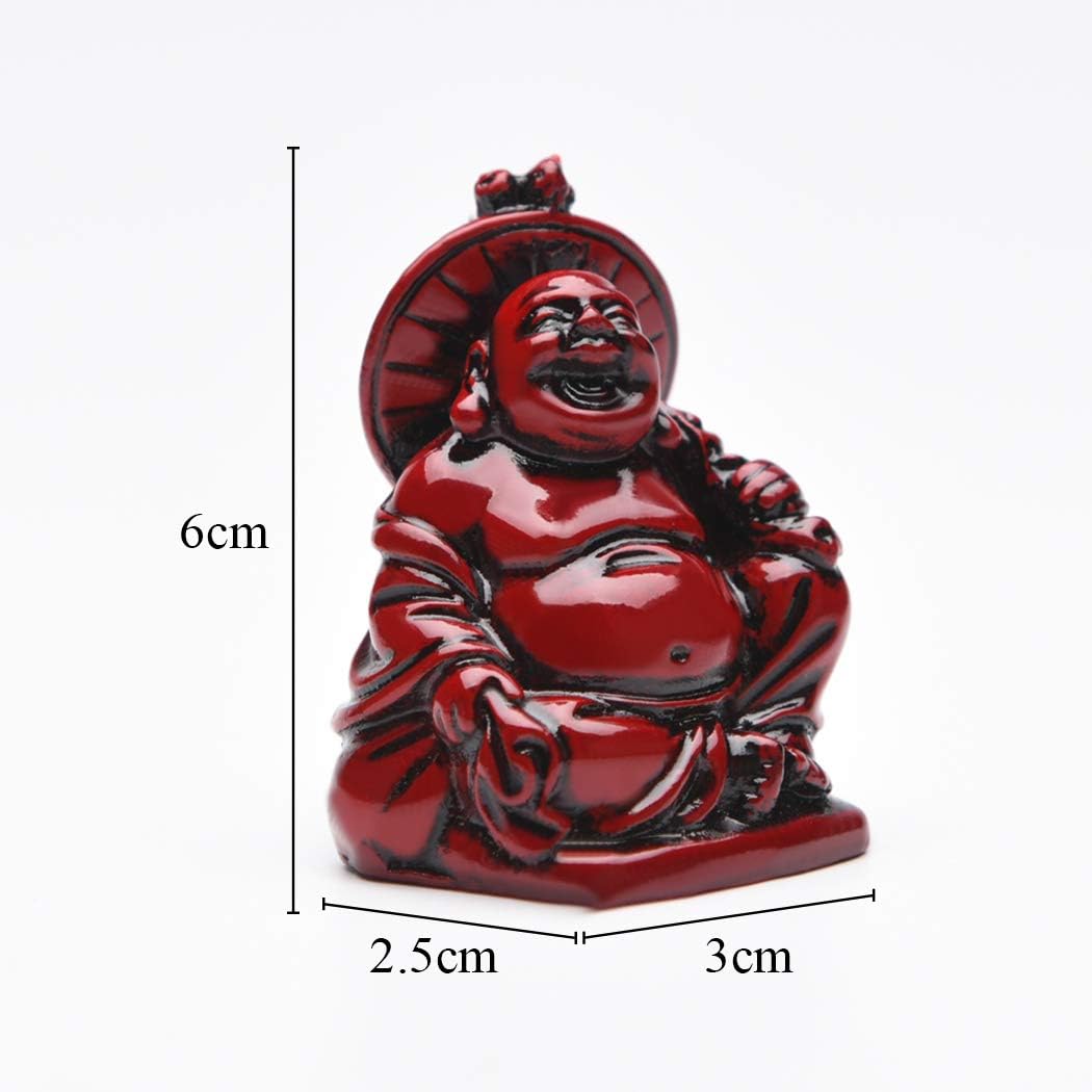 Buddha Set of 6 - Resin - Red