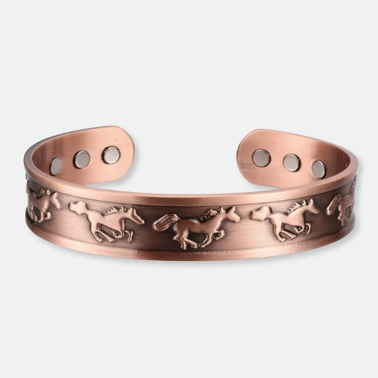 Horse Engraved Cuff Bronze Bangle