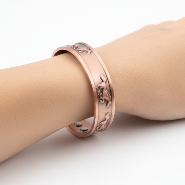 Horse Engraved Cuff Bronze Bangle