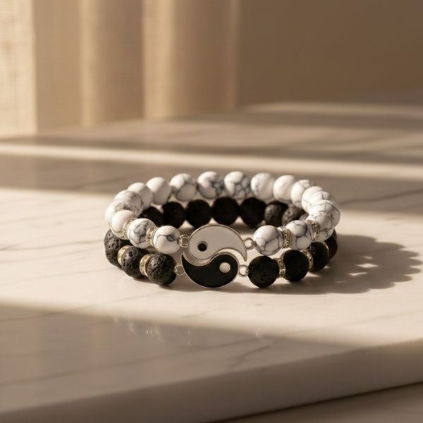 Yin Yang Beaded Bracelet Set