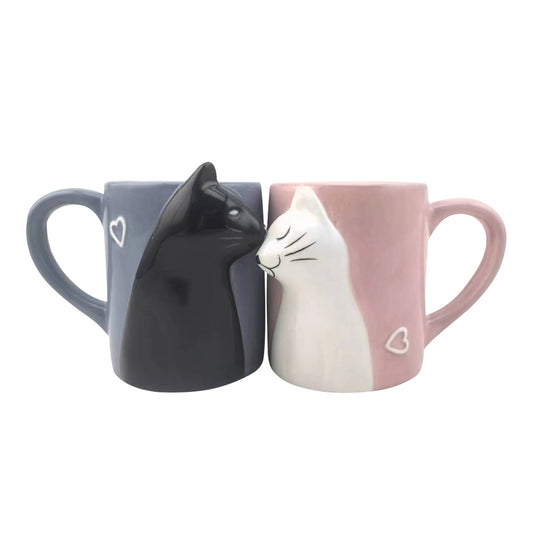Kissing Cats Ceramic Mug Set