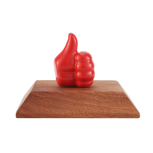 Thumbs Up Incense Holder w/Wood Base