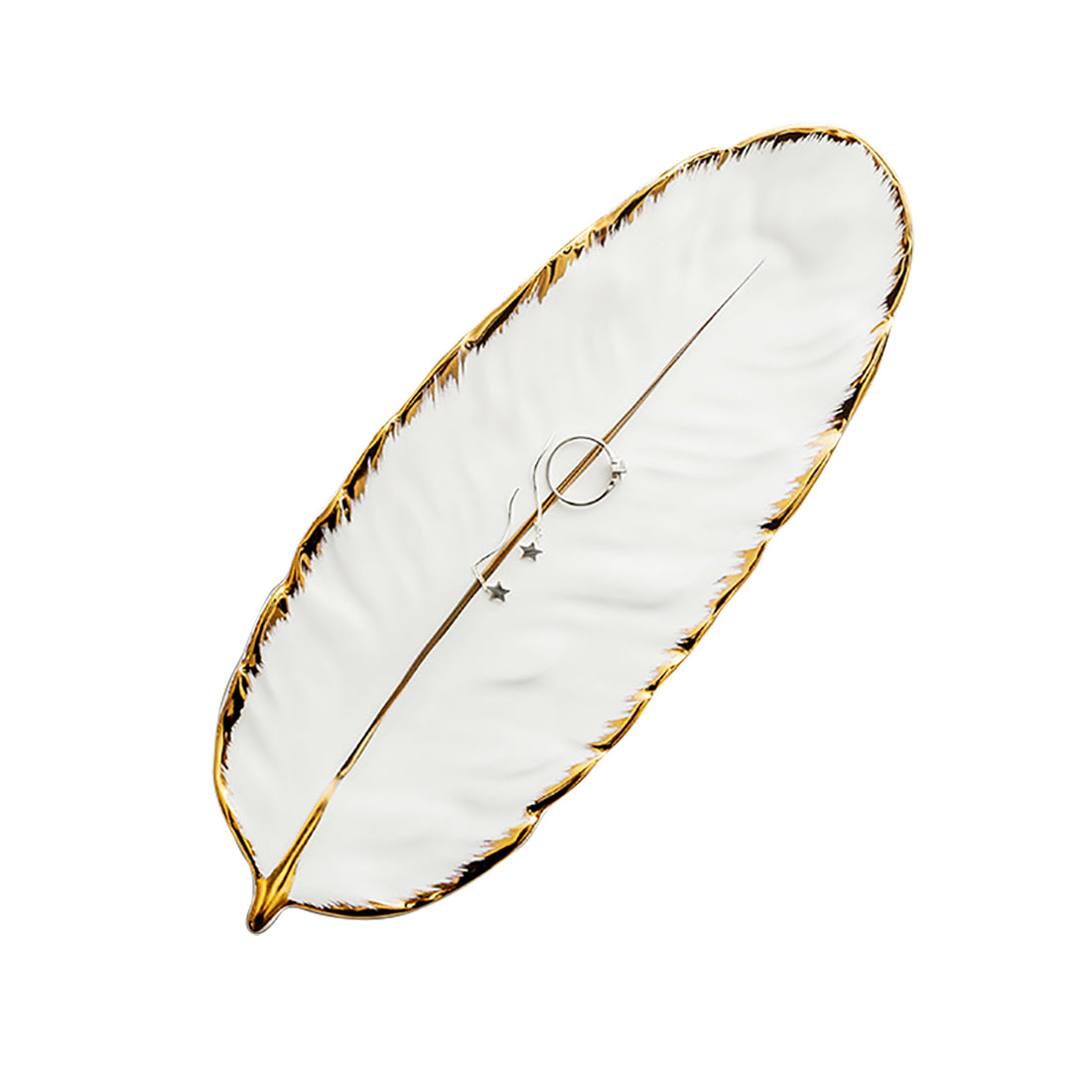 Large Feather Trinket Dish - White