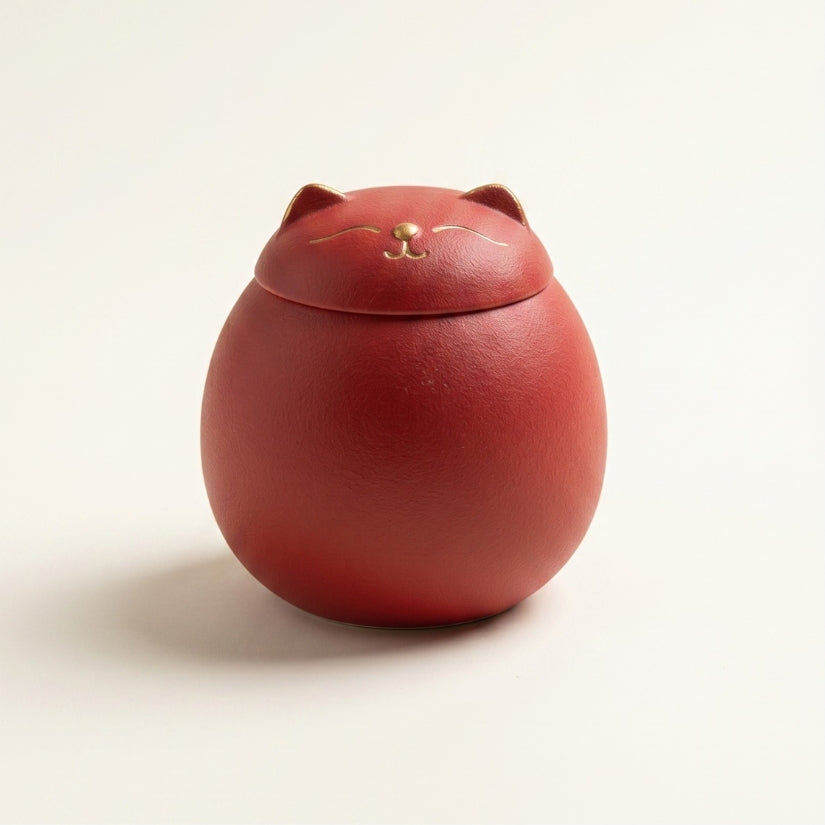lucky cat, maneki-neko, ceramic tea canister, Japanese kitchen decor, loose leaf tea storage, good luck gift, Asian home decor