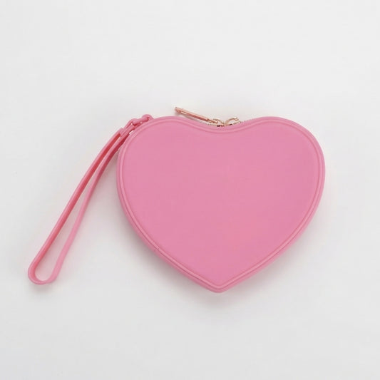 Pink Small Heart Shaped Silicone Pouch