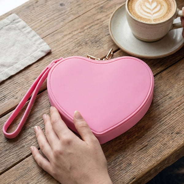 Pink Small Heart Shaped Silicone Pouch