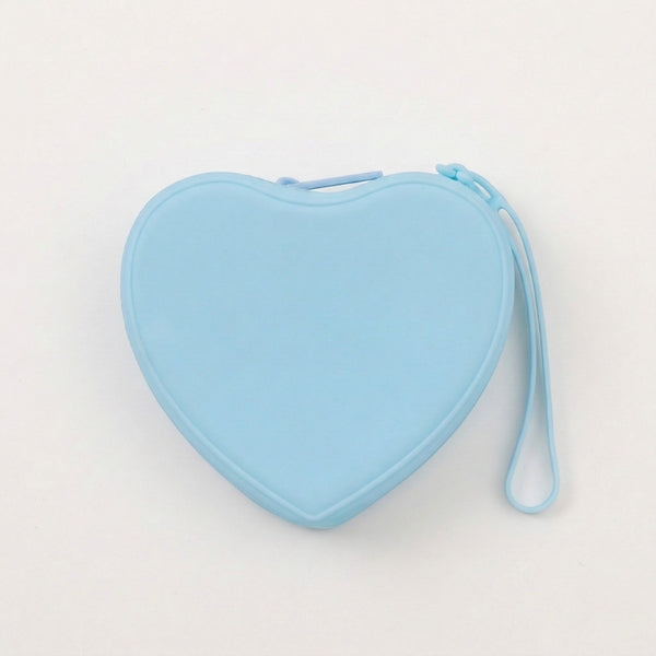 Blue Small Heart Shaped Silicone Pouch