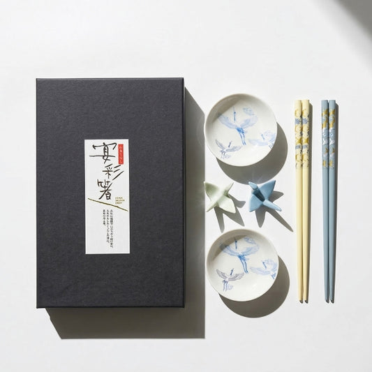 Ceramic Crane-shaped Chopstick Holder Dipping Dish Set of 2