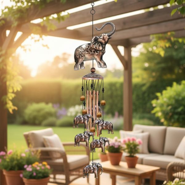 Metal Iron Art Wind Chime - Elephant