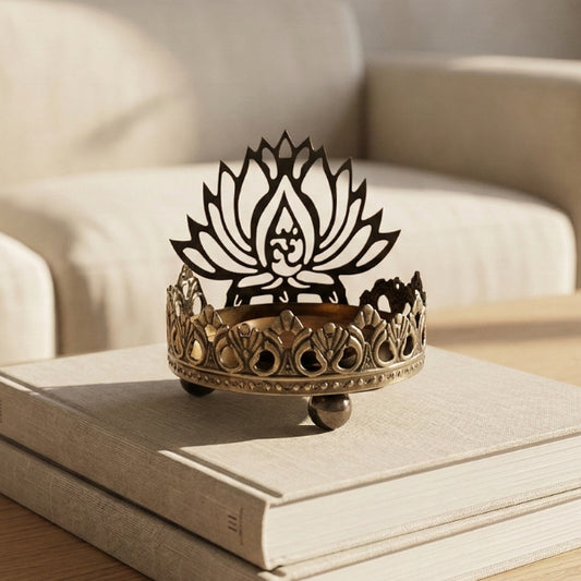 Decorative Metal Tealight Holder Set – Lotus (Set of 2)