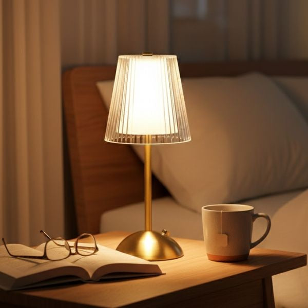 Faux Glass LED Table Lamp - Big Stripes