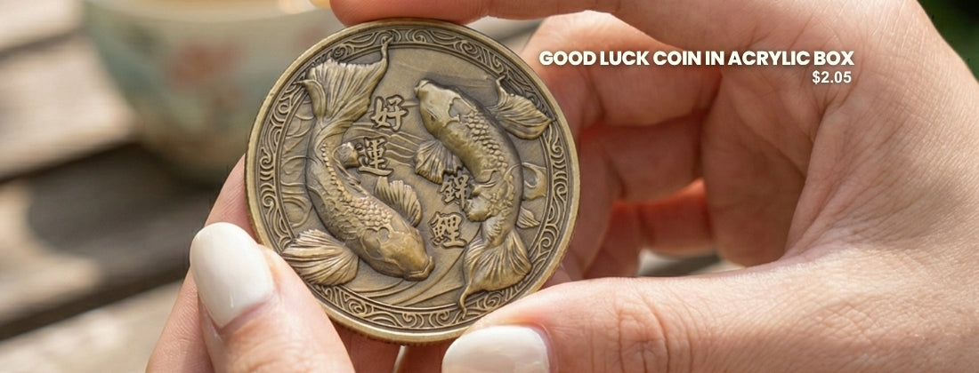 Good luck coin in a acrylic box