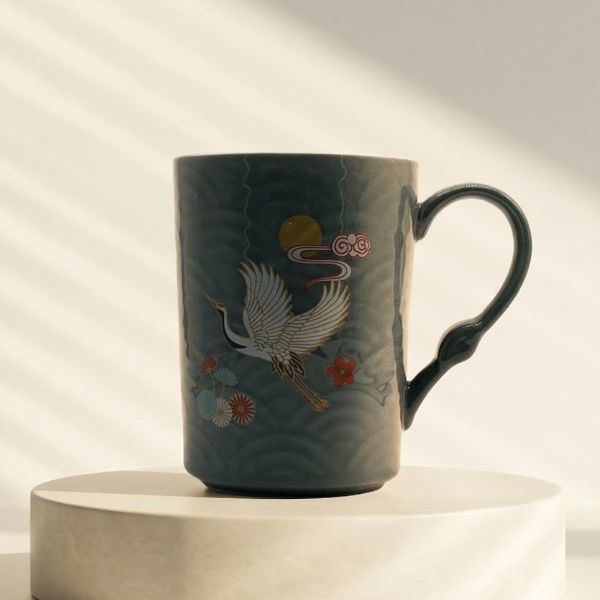 Elegant Ceramic Crane Mug