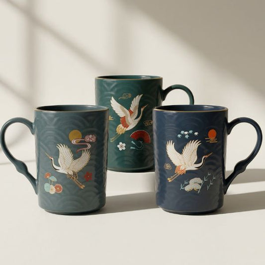 Elegant Ceramic Crane Mug