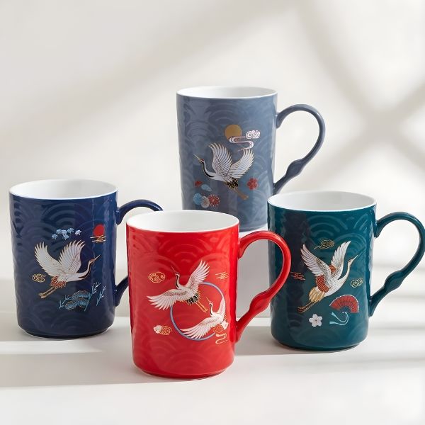 Elegant Ceramic Crane Mug