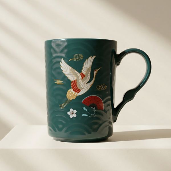 Elegant Ceramic Crane Mug