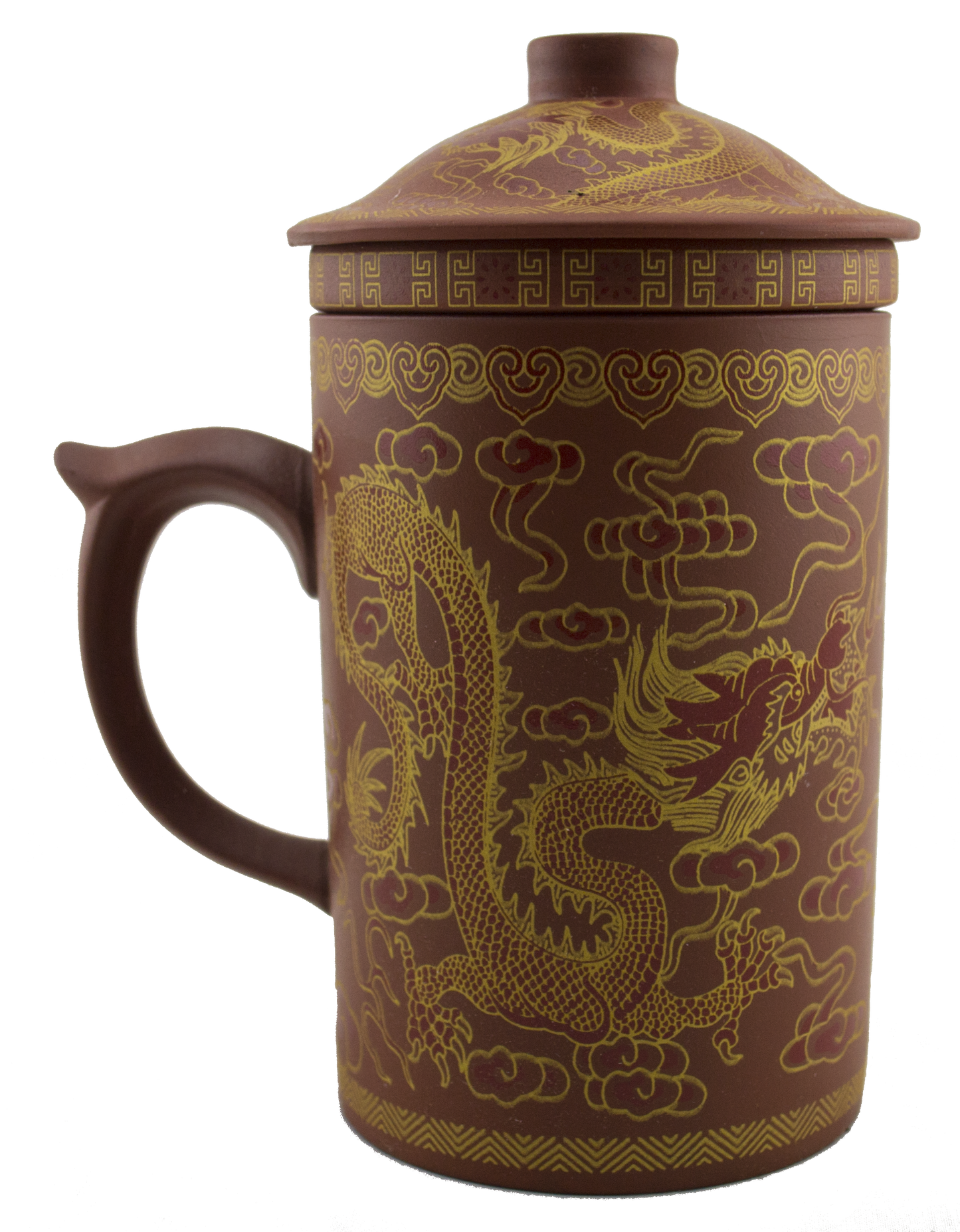 Dragon Print Yi Xing Clay Mug With Strainer - Original Source