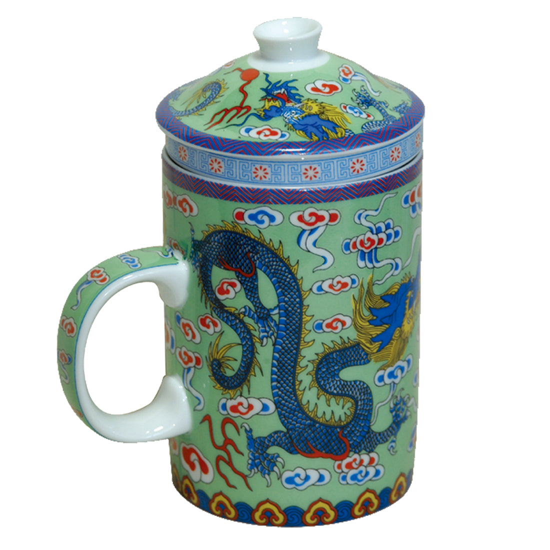 Green Ceramic Strainer Mug With Dragon - Original Source